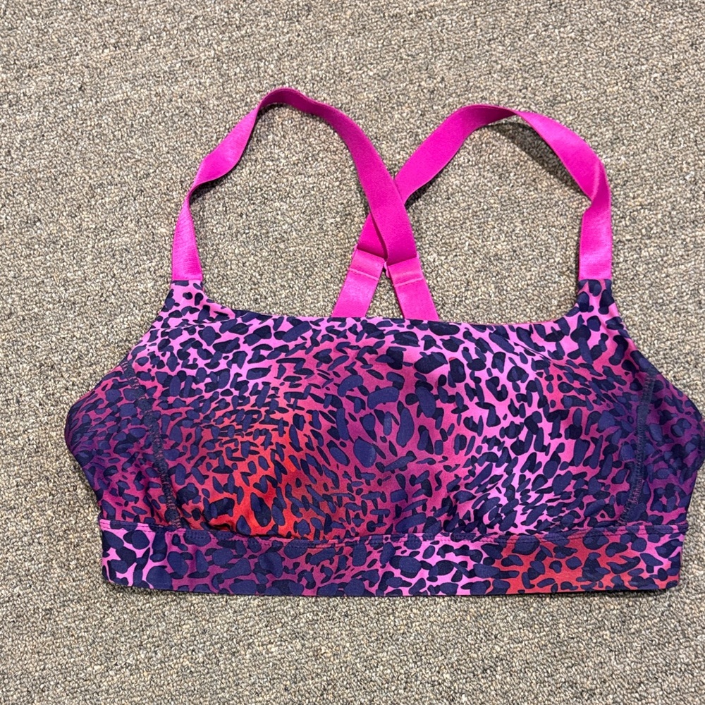 Athletic Works Pink and Purple Animal Print Bra, Size M